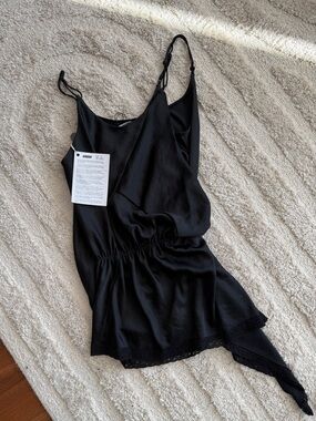 Alexander Wang t Black Satin Slip Camisole with Adjustable Straps